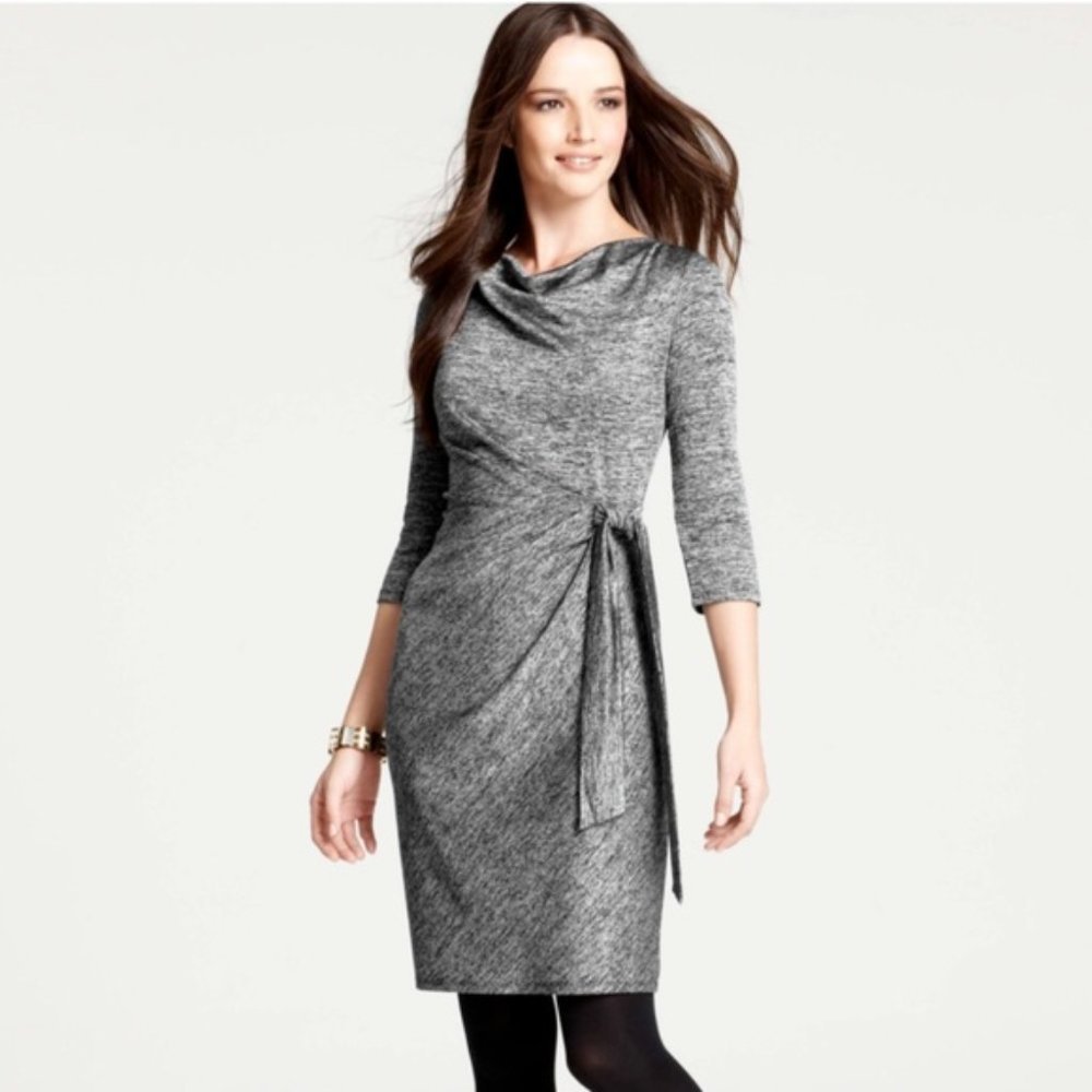 Ann Taylor XSP Marled Tweed print side tie dress